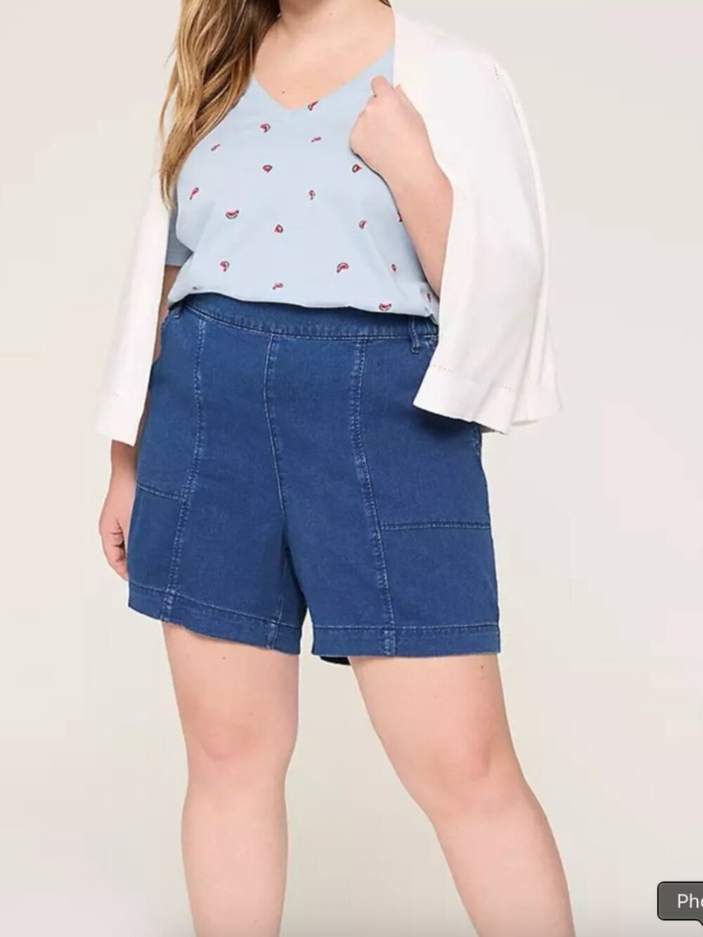 Lane Bryant Corsica Relaxed Pull-On High-Rise Lightweight Midi Denim Shorts